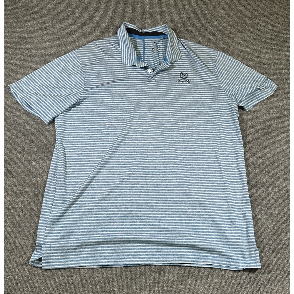 Nike Dri Fit Tiger Woods Collection Men's XL Blue Striped Shirt Laurel Oak Club